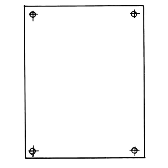 14 gauge steel white back panel, 10.75 Inches x 10.88 Inches