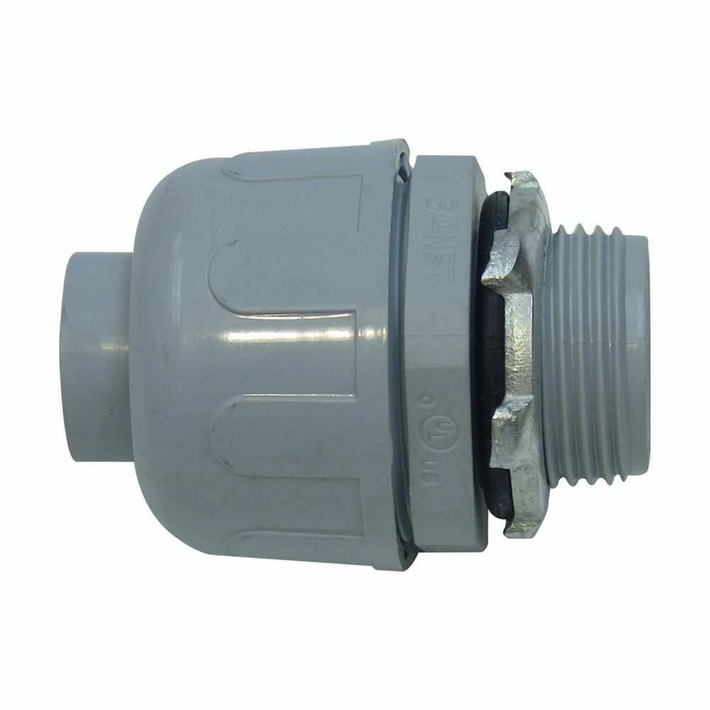Eaton Crouse-Hinds series non-metallic liquidtight connector, Gray, FMC, Straight, Nylon, 1/2"