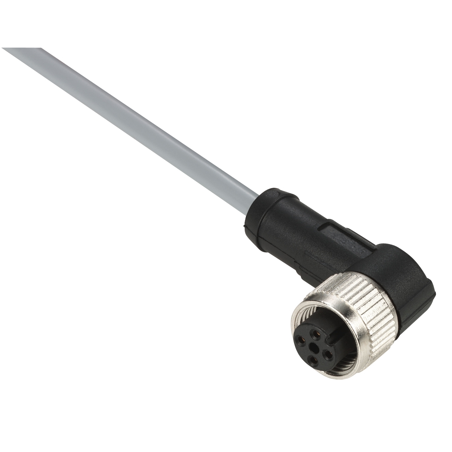 Pre wired connectors XZ, elbowed female, M12, 4 pins, cable PVC 10 m