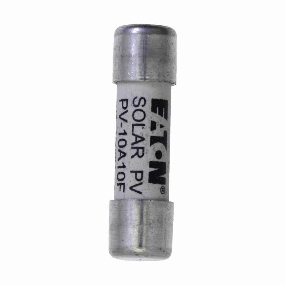 Eaton Bussmann series photovoltaic fuses, 1.3 x In, Time constant: 1-3 ms, 1000 Vdc, 10A, 50 kAIC, Non Indicating, Fuse, Ferrule end x ferrule end, Class gPV, Yellow, Ceramic body