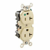 20-Amp, 125-Volt, Extra Heavy Duty Hospital Grade, Duplex Receptacle, Straight Blade, Self Grounding, Light Almond