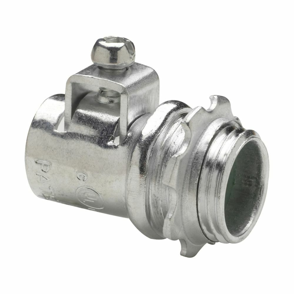 Eaton Crouse-Hinds series ACB connector, 0.520-0.920" cable opening, AC/MC and FMC, Straight, Steel, 1/2"