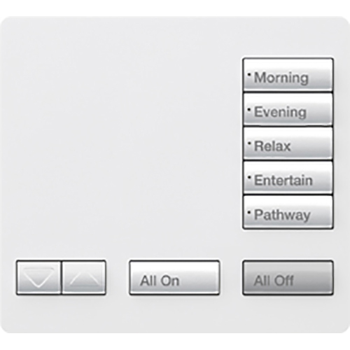 Lutron RadioRA 2 Tabletop Designer Keypad, 5 button with Raise/Lower, All On and All Off - Snow