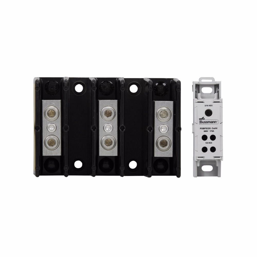 Power Distribution Block, Barrier, 1520A, 600 Vac, 600 Vdc, Black, Molded thermoplastic base material, 10 kAIC short circuit rating, Tin-plated aluminum connector material