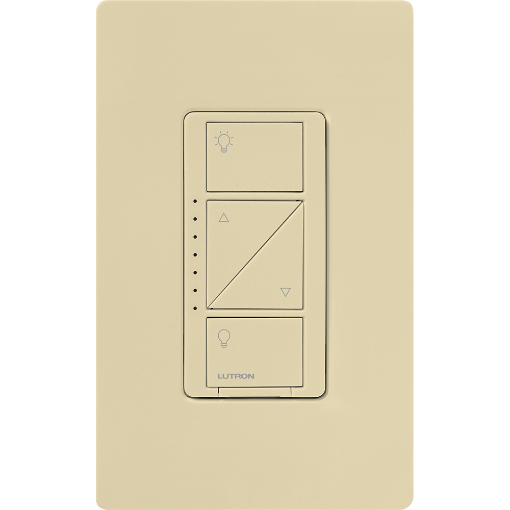 Caseta Wireless 3-way/single-pole RF dimmer for LED, CFL, Incandescent, Halogen, or Magnetic Low Voltage, 1000W/VA, neutral optional in ivory