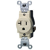 20-Amp-125-Volt, Narrow Body Single Receptacle, Straight Blade, Commercial Grade, Grounding, Light Almond