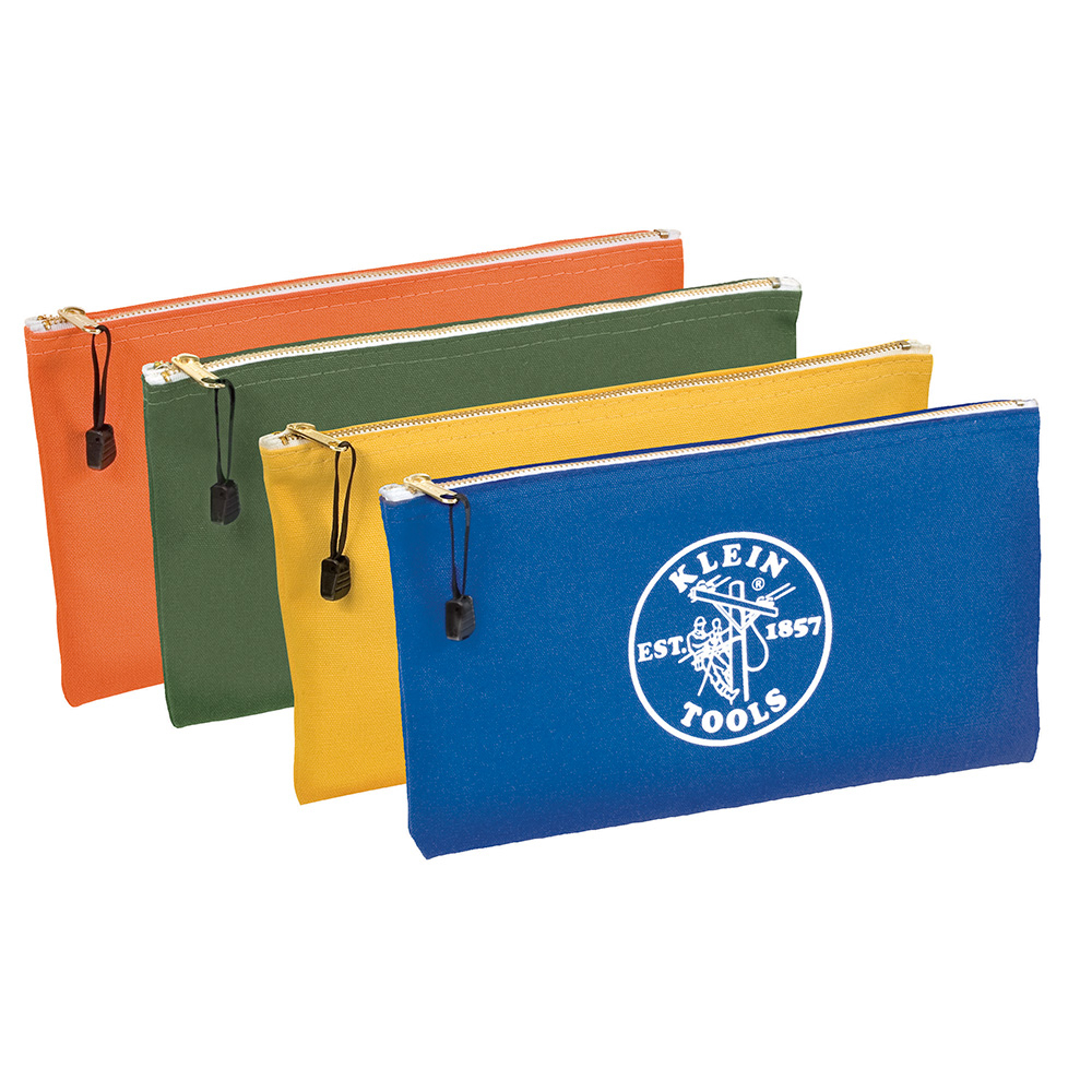 Zipper Bags, Canvas Tool Pouches Olive/Orange/Blue/Yellow, 4-Pack