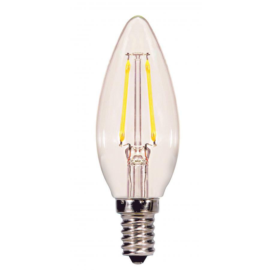 2.5W C11 LED Lamp - Clear - Candelabra Base - 2700K - 200L - 120V