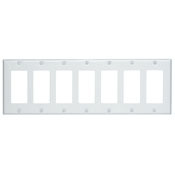 7-Gang Decora/GFCI Device Decora Wallplate, Painted Metal, Device Mount, White