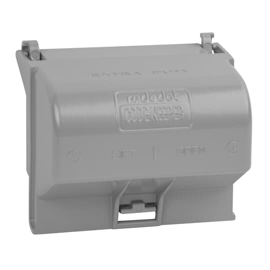 Single Gang While-In-Use Universal Medium Horitzonal Cover, 3-1/4 Inch Internal Depth, Silver, Aluminum Alloy, For use with Duplex, GFI, Single Receptacle, and Switch