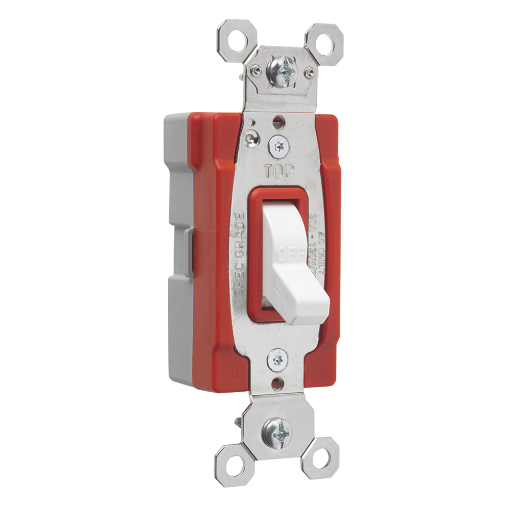 PlugTail Single Pole Toggle Switch, 20amp 120/277vac, White Also available in Ivory (PT20AC1I), Light Almond (PT20AC1LA), Gray (PT20AC1GRY), Red (PT20AC1RED) and Brown (PT20AC1).