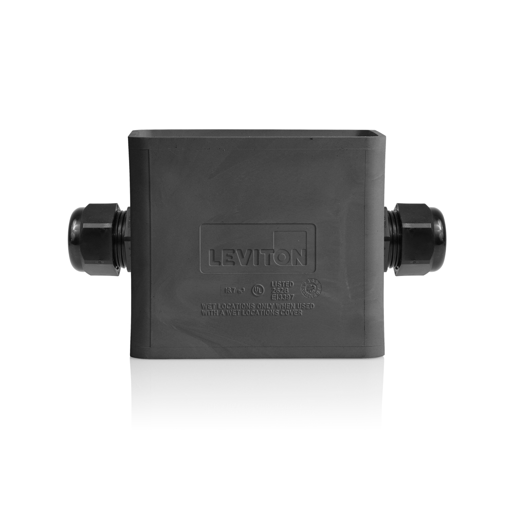 Portable Outlet Box, Single-Gang, Standard Depth, Feed-Thru Style, Cable Diameter 0.230-Inch 0.546-Inch, Black
