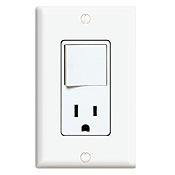 15 Amp, 120 Volt, Decora Brand Style 3-Way / AC Combination Switch, Commercial Grade, Grounding, White