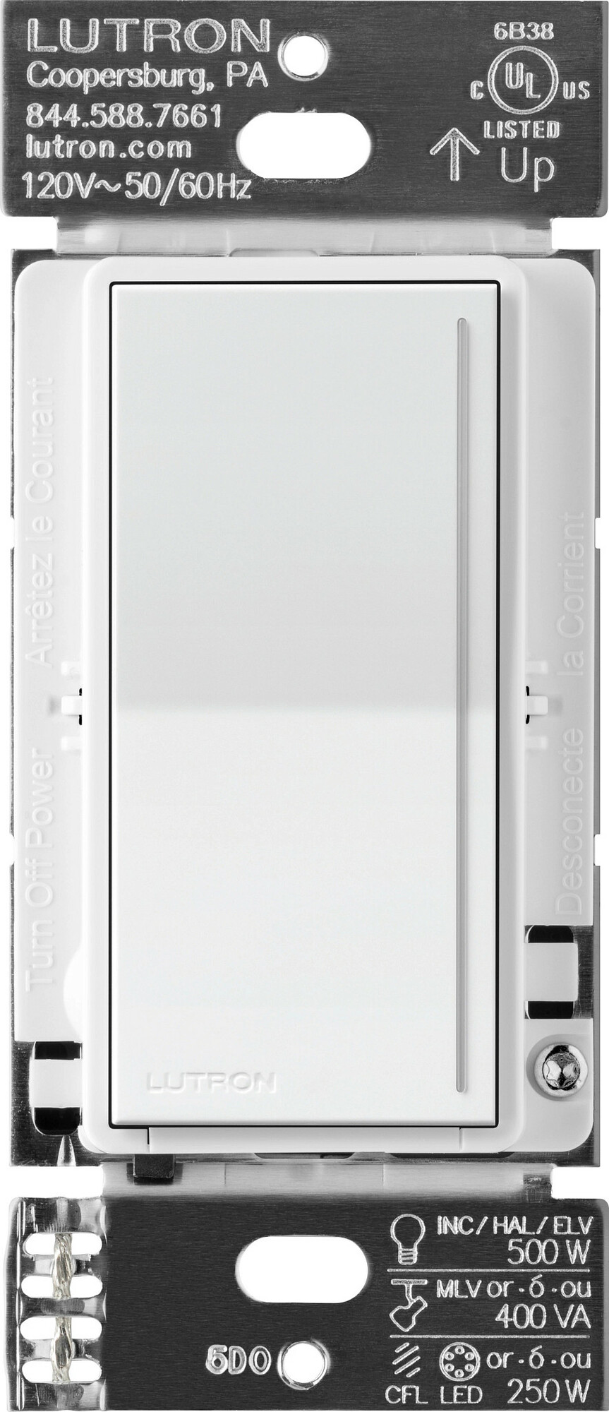 Lutron Sunnata PRO LED+ Touch Dimmer Switch with Phase Selectable Dimming for LED, MLV, ELV, and Incandescent/Halogen lighting, White