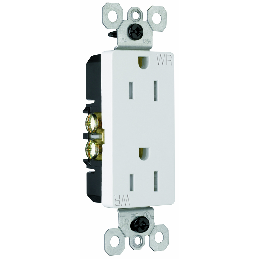 Decorator Weather Resistant Duplex Receptacles, White