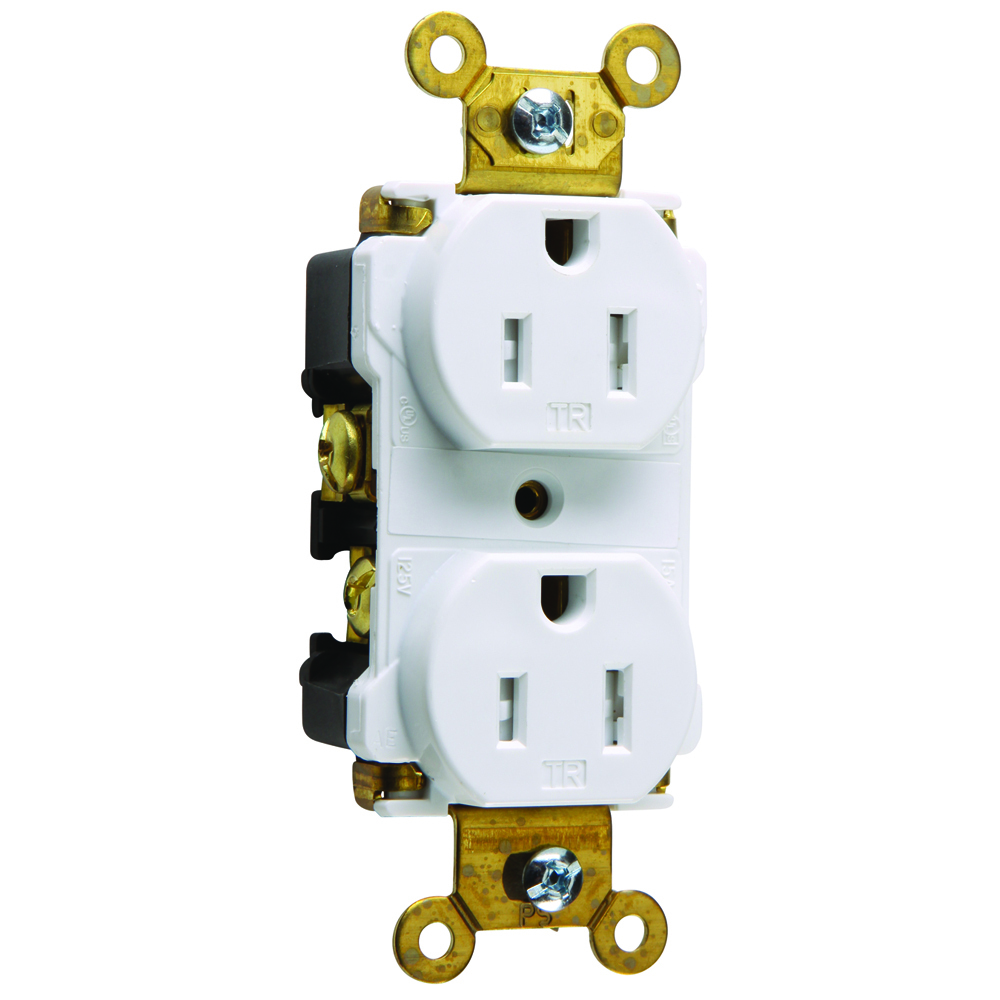 Commercial Grade Tamper-Resistant Duplex Receptacle Side Wire 15amp 125volt White