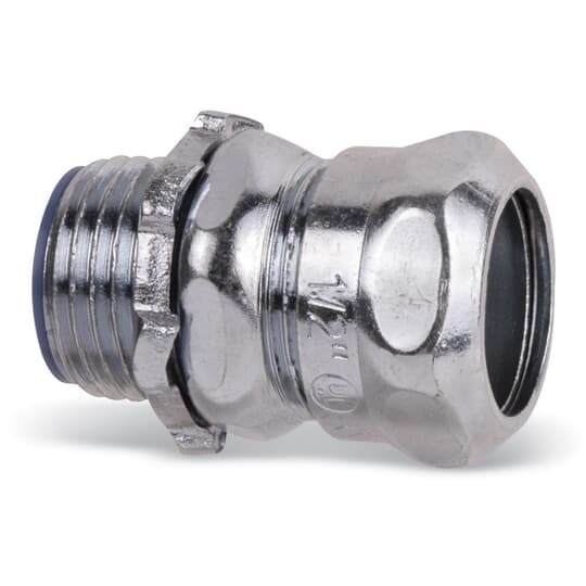 2 Inch Insulated Compression Connector, Steel Electro Zinc Plated, Insulator Thermoplastic for Use with EMT Conduit