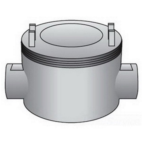 OZ-Gedney Type GUAC Conduit Outlet Box, Number Of Outlet: 2, Malleable Iron Body, Copper-Free Aluminum Cover, Size: 3/4 IN, Cable Entry: (2) 3/4 IN Hubs, 15 CU-IN Capacity, No, 3 IN Cover Opening, Finish: Zinc Electroplated With Aluminum Enamel, 3-5/8 IN Width, 2-1/8 IN Depth, 3-5/8 IN Height, NEMA Rating: NEMA 4, 7CD, 9EFG, Third Party Certification: UL File Number E-30513, Class I, Division 1, 2, Groups C, D, Class I, Zone 1, 2, Groups IIA, IIB, Class II, Division 1, 2, Groups E, F, G, Class III, CSA 020945, Applicable Third Party Standards: UL 886, CSA C22.2 Number 30, NEC Articles 500-503 And 505, Military Specification Mil-F-28675, Federal Specification A-A-50563, For Rigid Conduit And IMC