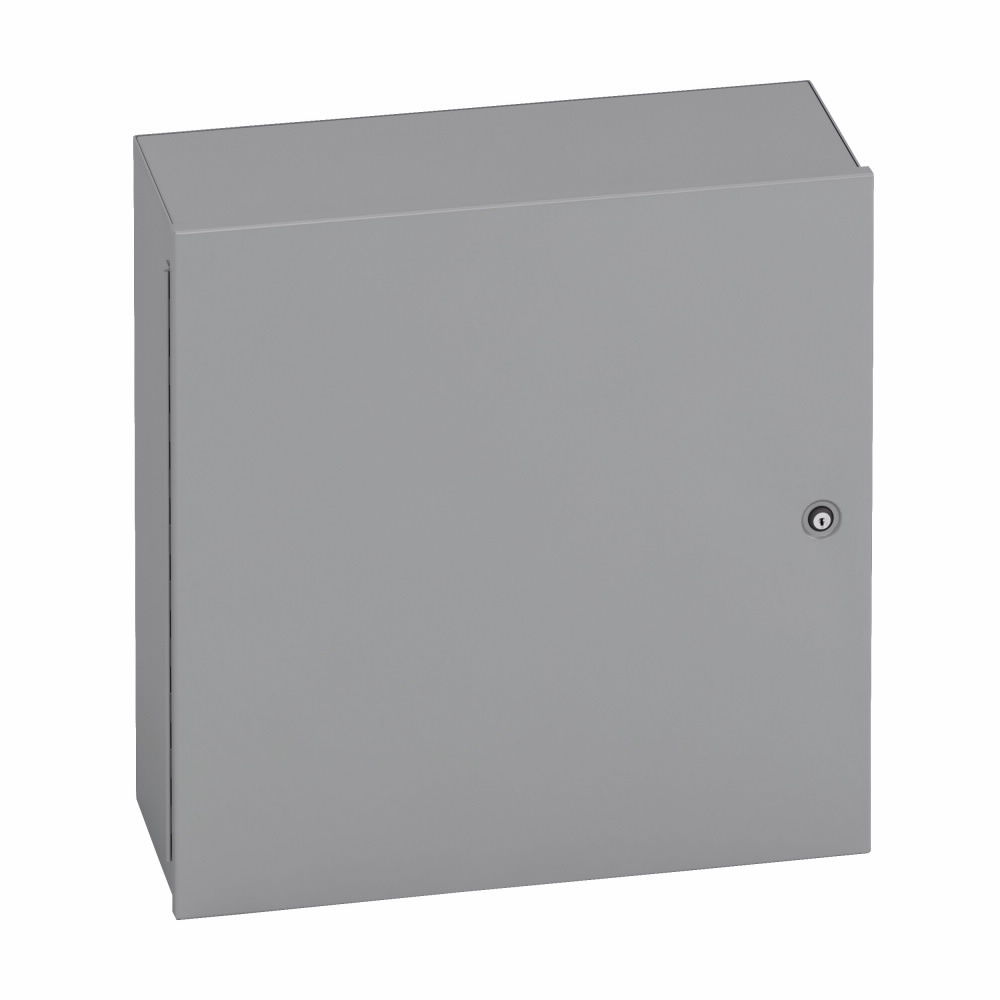 Eaton B-Line series Type 1 panel enclosures, 24" height, 6" length, 24" width, NEMA 1, Hinged cover, 1 enclosure, Wall mount, Medium single door, Keyhole slots, Carbon steel