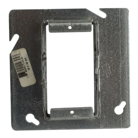 Single Gang Square Cut Tile Wall Cover, 5.3 Cubic Inches, 4-11/16 Inch Square x 3/4 Inch Raised, Pre Galvanized Steel