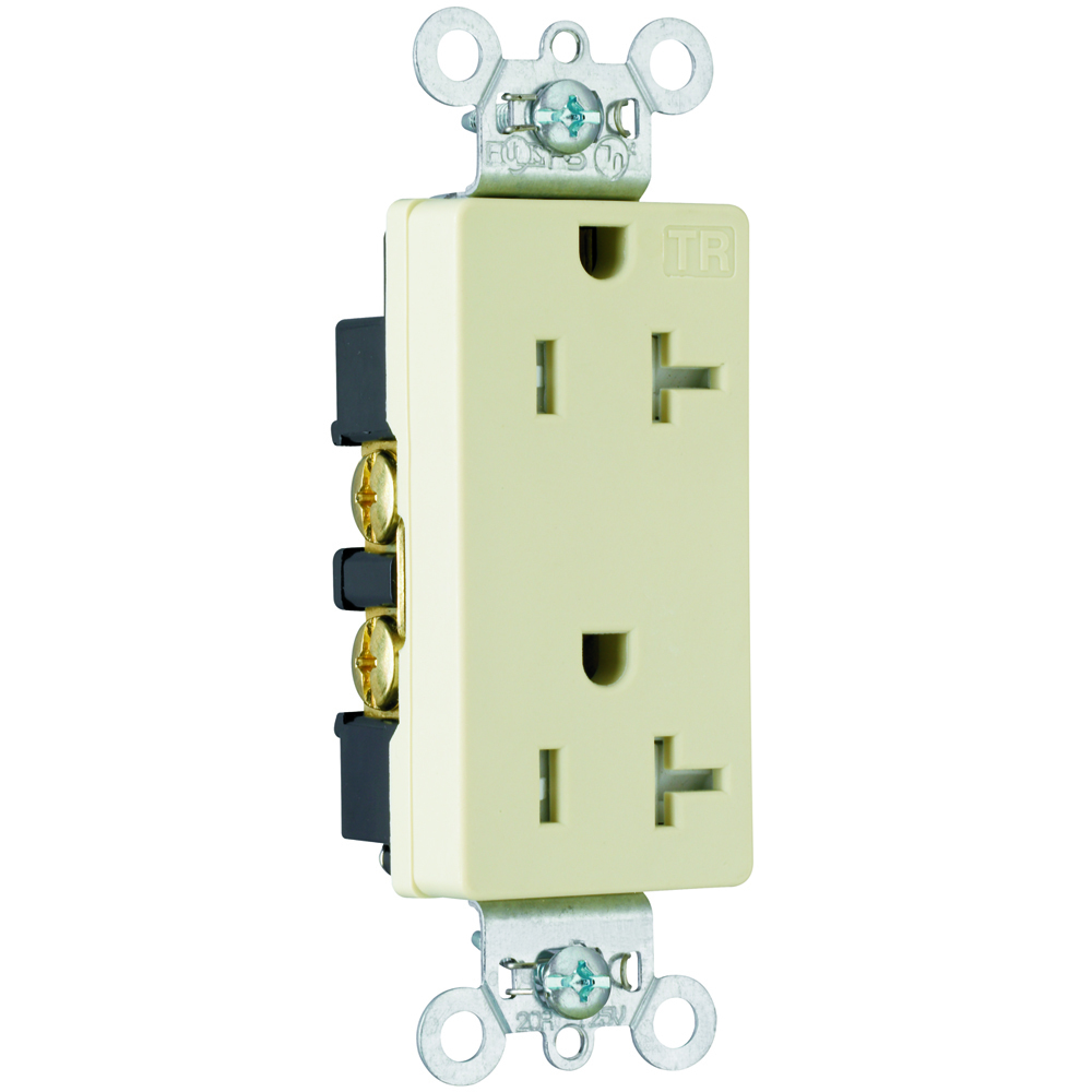 Tamper-Resistant Heavy-Duty Decorator Spec Grade Duplex Receptacle Back and, Side Wire 20amp 125volt Ivory