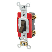 20-Amp, 120/277-Volt, Toggle Single-Pole AC Quiet Switch, Extra Heavy Duty Spec Grade, Self Grounding, Brown