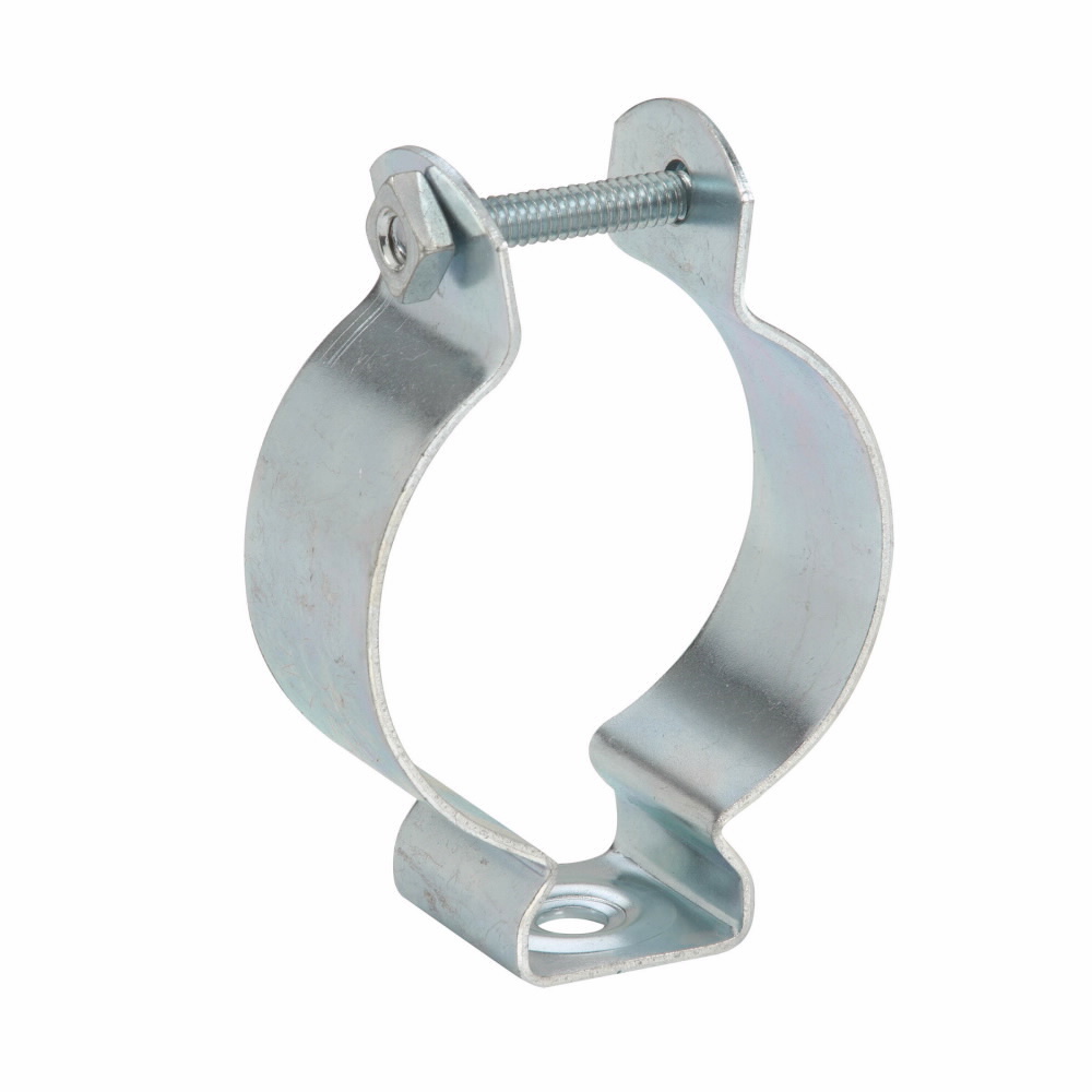 Eaton B-Line series conduit support fasteners, Conduit and cable, 0.34lbs, Trade size: 7, Conduit size: 3" EMT, 3" Rigid, Conduit hangers, .5" Min, 4" Max mount size, 400 lbs load capacity, Conduit hangers, Zinc plated