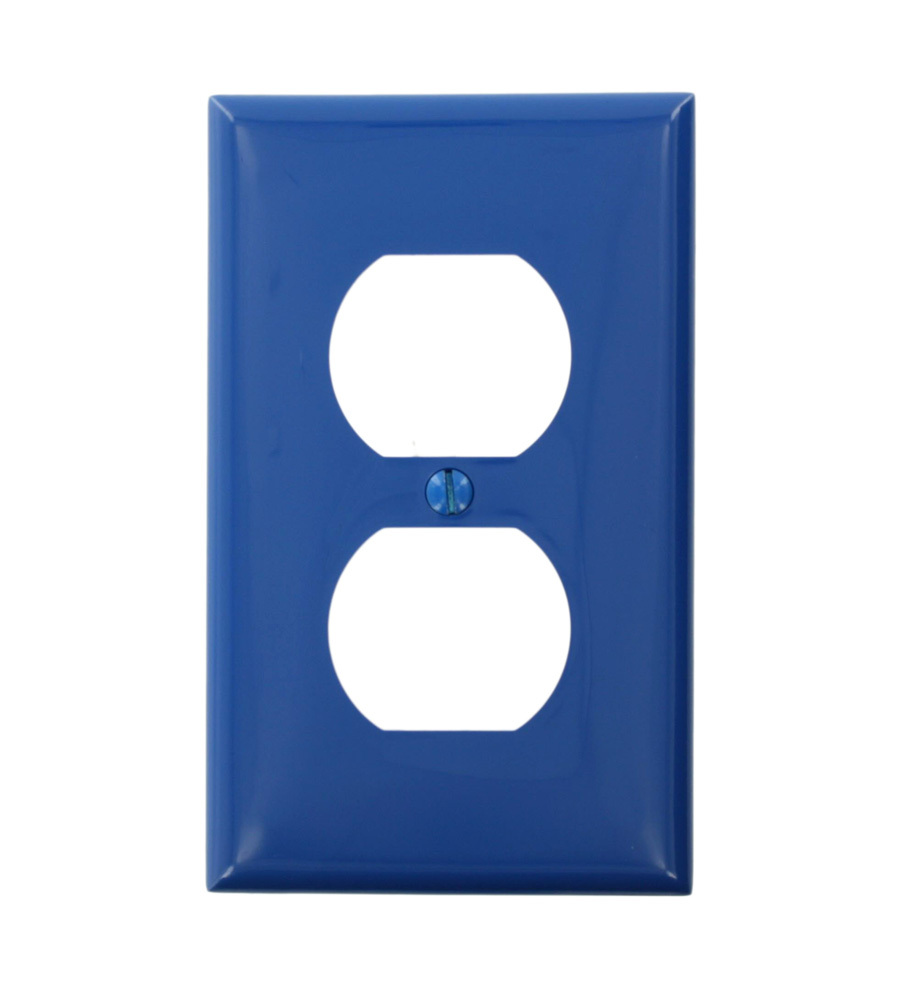 Single-Gang Duplex Outlet Wallplate, High Impact Thermoplastic, Blue
