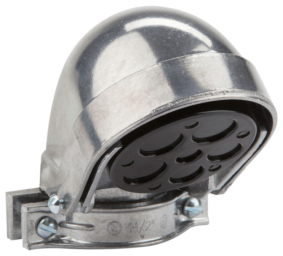Entrance Cap, 1 in. Size, Die Cast Copper Free Aluminum material, Clamp On mounting