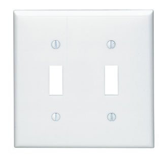 2-Gang Toggle Device Switch Wallplate, Standard Size, Thermoplastic Nylon, Device Mount, White