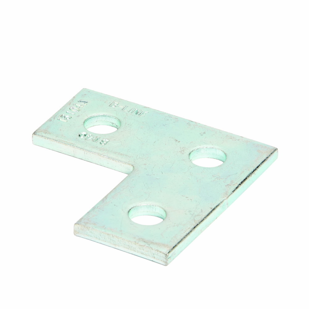 Eaton B-Line series corner plate, 3.5"Hx3.5"Lx1.62"W, Steel, Hot-dipped galvanized, 1/4"Gauge, Flat three hole corner plate,Pre assembled
