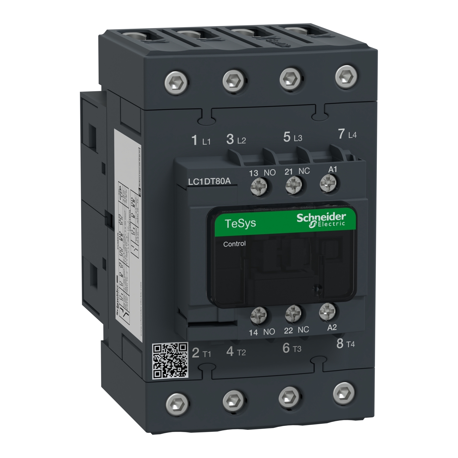Contactor, TeSys Deca, 4P(4 NO), AC-1, <=440V, 80A, 120V AC 60Hz coil, screw clamp terminal