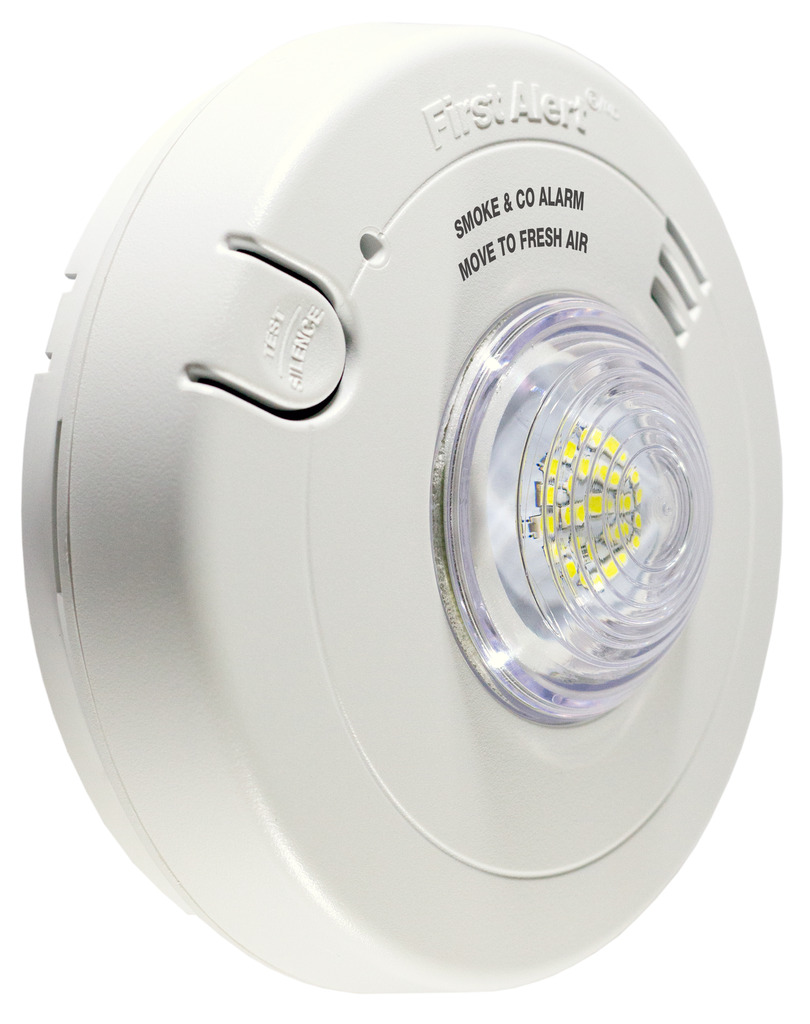 120V AC Smoke & Carbon Monoxide Alarm with LED Strobe and 10-Year Sealed Lithium Battery Backup