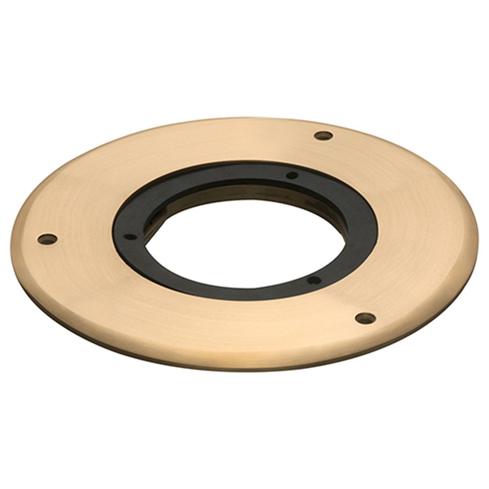 Oversized carpet ring for Arlington's flush to floor cut in floor box kits. Brass.