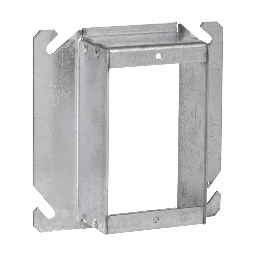 Eaton Crouse-Hinds series Tile Wall Square Cover, 4", Raised surface, one device, Steel, 1-1/2" raised, 11.0 cubic inch capacity