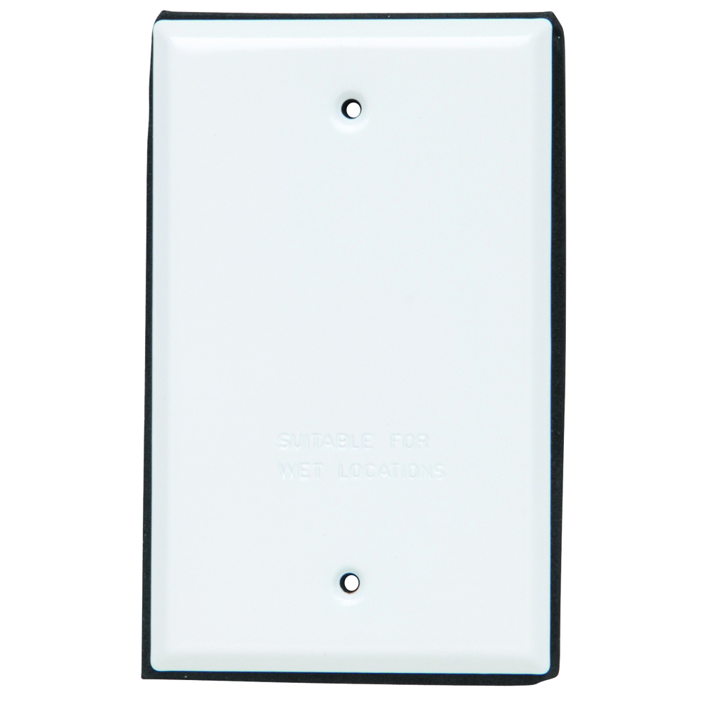 Weatherproof 1 Gang Blank Aluminum Cover With Gasket and, Screws, White