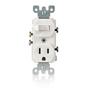 Leviton 5225 15 Amp, 120 Volt, Duplex Style Combination Single Pole Switch/Receptacle, Grounding, Light Almond