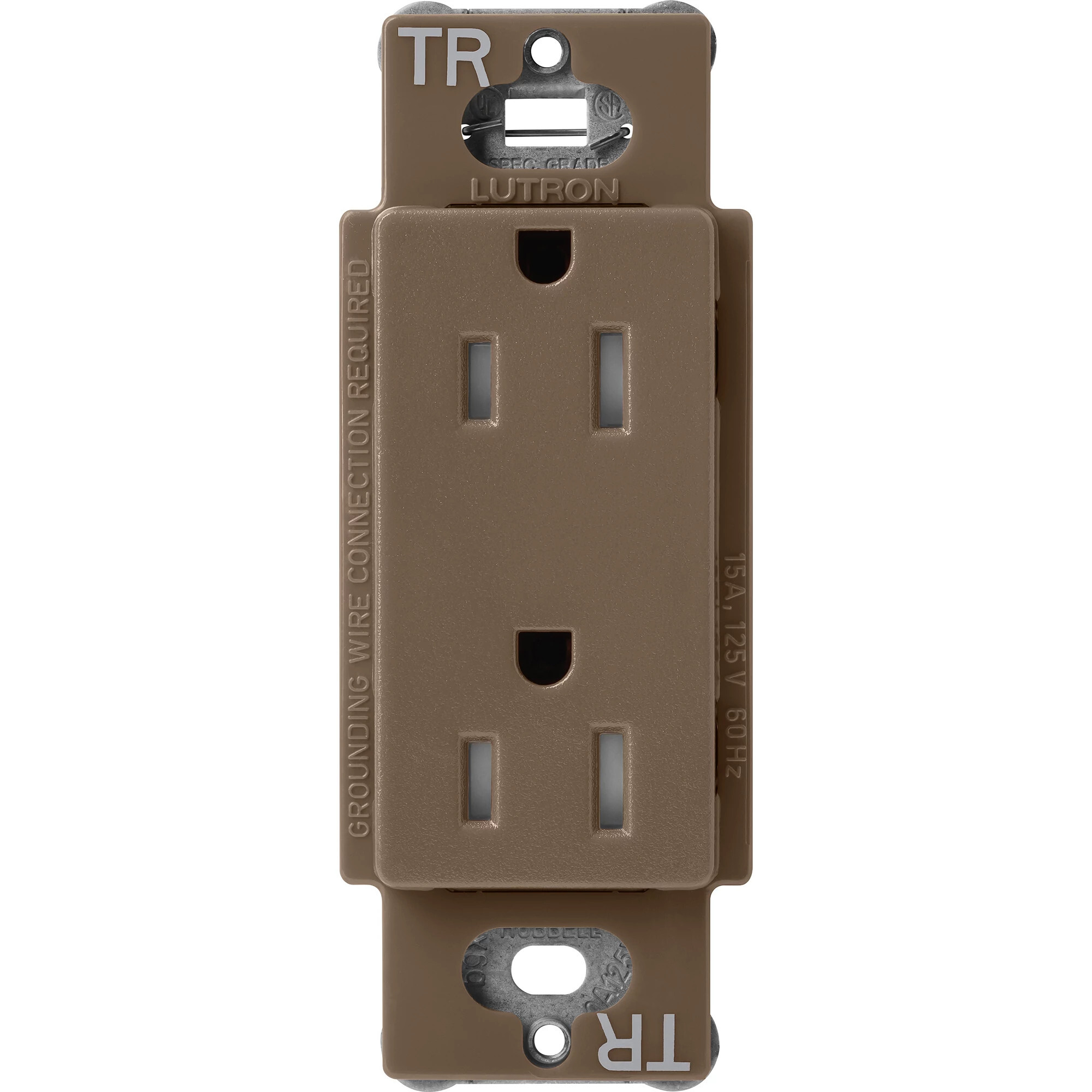Lutron Claro Tamper-Resistant Duplex Receptacle, 15 Amp, Espresso