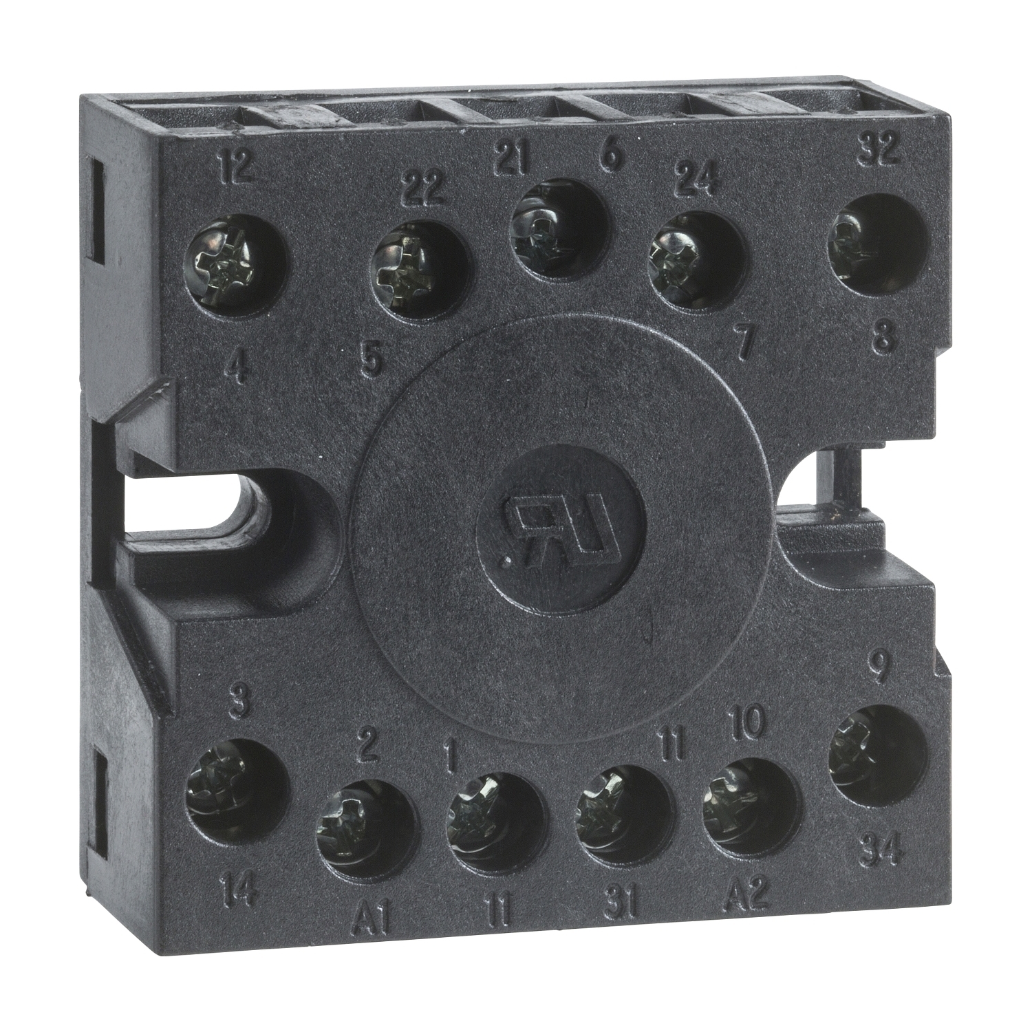 socket, Harmony Timer Relays, for RE48 relays, screw terminals connections on rear face, 11 pins, IP 20