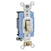 15 Amp, 120/277 Volt, Toggle Double-Pole AC Quiet Switch, Extra Heavy Duty Grade, Self Grounding, Back and Side Wired, Ivory