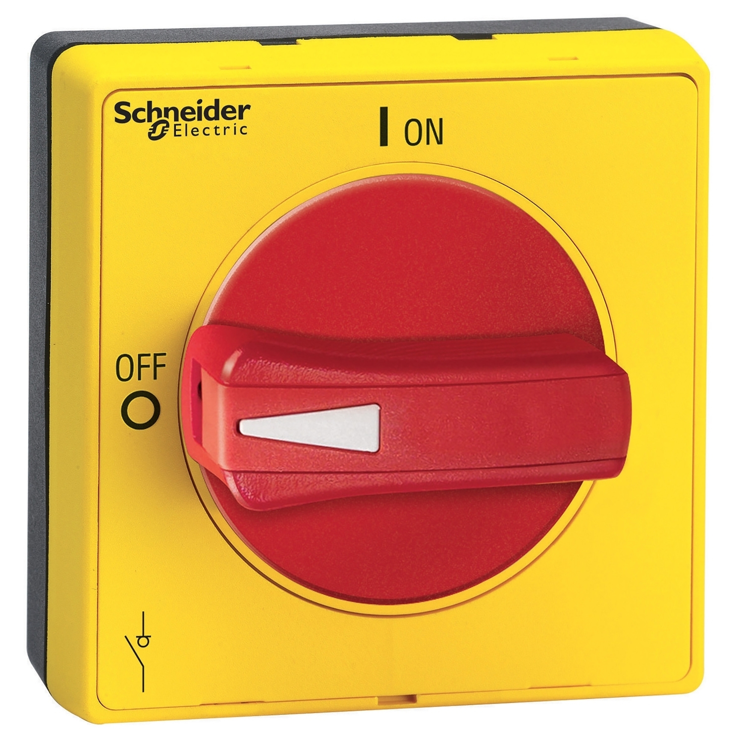 Disconnect switch, TeSys VLS, protruding rotary handle, screw mounting, 65x65mm, red handle, 5mm shaft