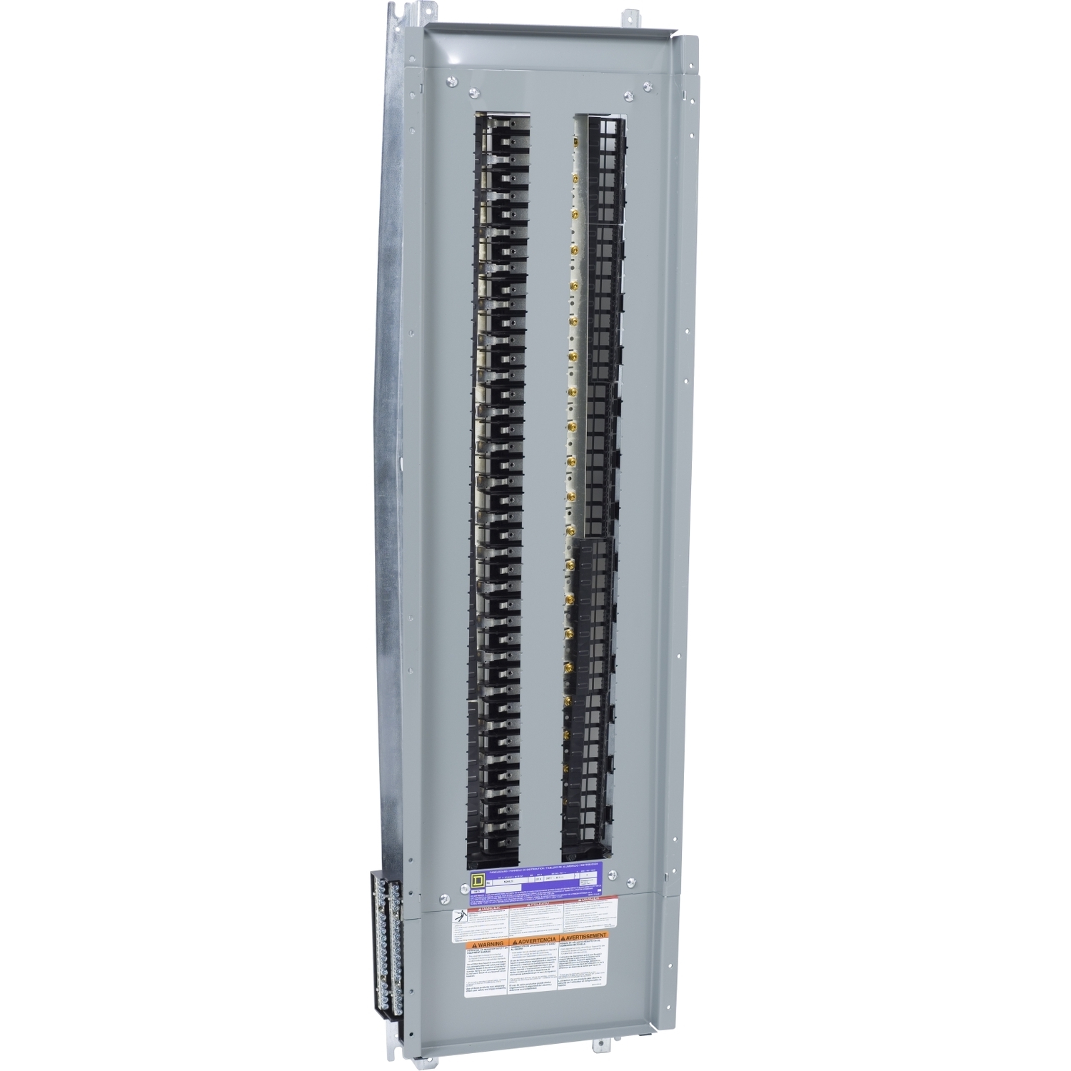 Panelboard interior, NQ, main lugs, 225A, Cu bus, 84 pole spaces, 1 phase, 3 wire, 240VAC, 48VDC