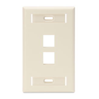 QuickPort Wallplate with ID window, single gang, 2-port, light almond