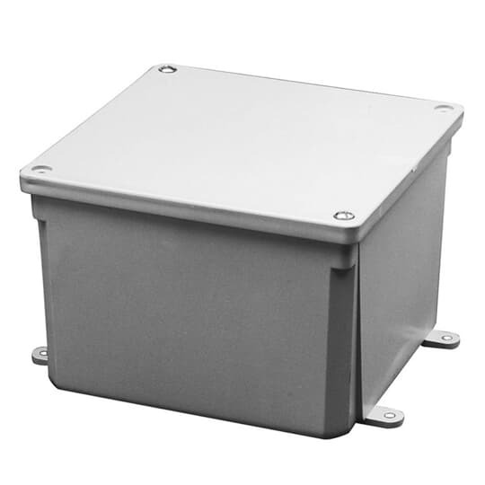 Molded Junction Box, 4 Inches x 4 Inches x 2 Inches, Material PVC, Color Gray