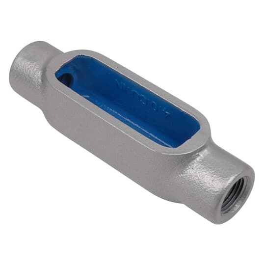 PVC Coated Conduit Body, C Shape, Form 7, Size 3 Inch/78 Metric, Iron, Dark Gray