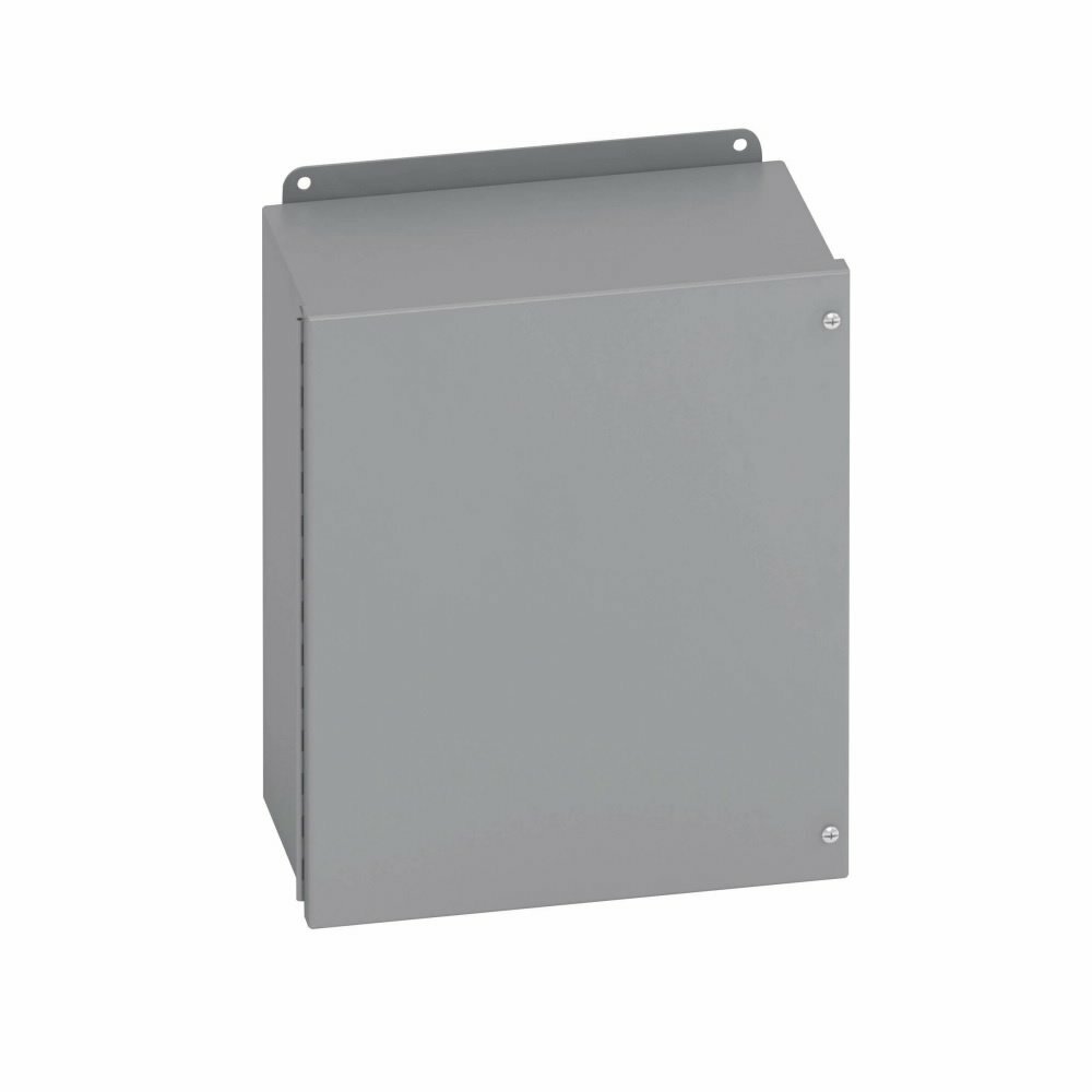 Eaton B-Line series JIC panel enclosure, 12" height, 6" length, 12" width, NEMA 12, Hinged cover, 12CHSC enclosure, Wall mount, Small single door, External mounting feet, Carbon steel, Oil-resistant gasket