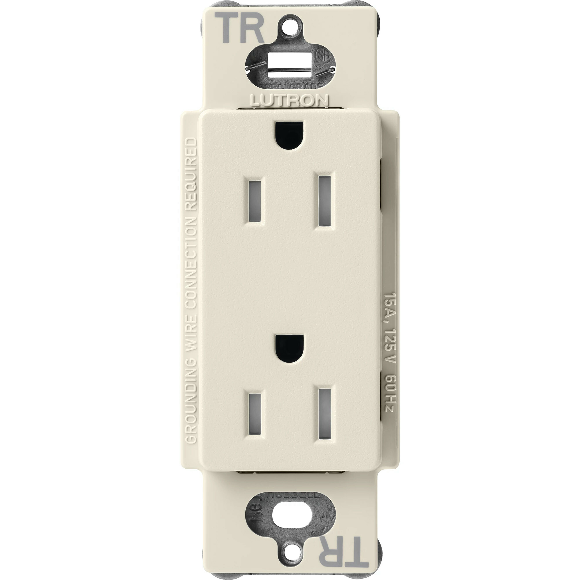 Lutron Claro Tamper-Resistant Duplex Receptacle, 15 Amp, Pumice