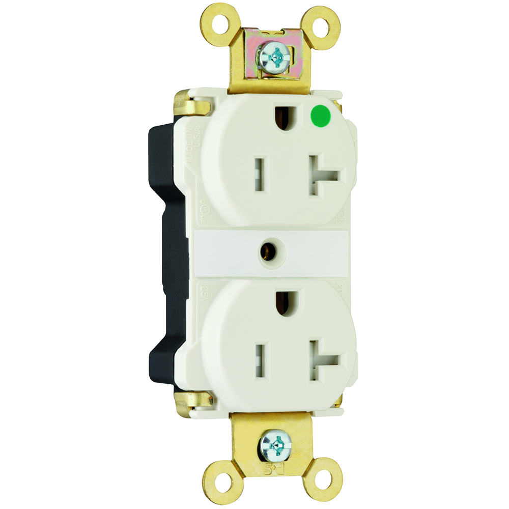 PlugTail Extra Heavy-Duty Hospital Grade Tamper-Resistant Duplex Receptacle 20amp 125volt Light Almond
