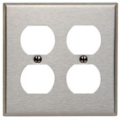 2-Gang Duplex Device Receptacle Wallplate, Standard Size, Device Mount, Stainless Steel