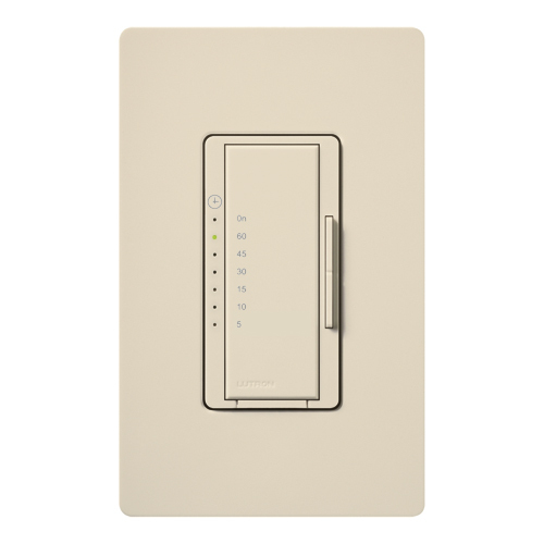 Maestro Countdown Timer, Single-pole, no neutral required, 120V/600W/VA (5A) in light almond